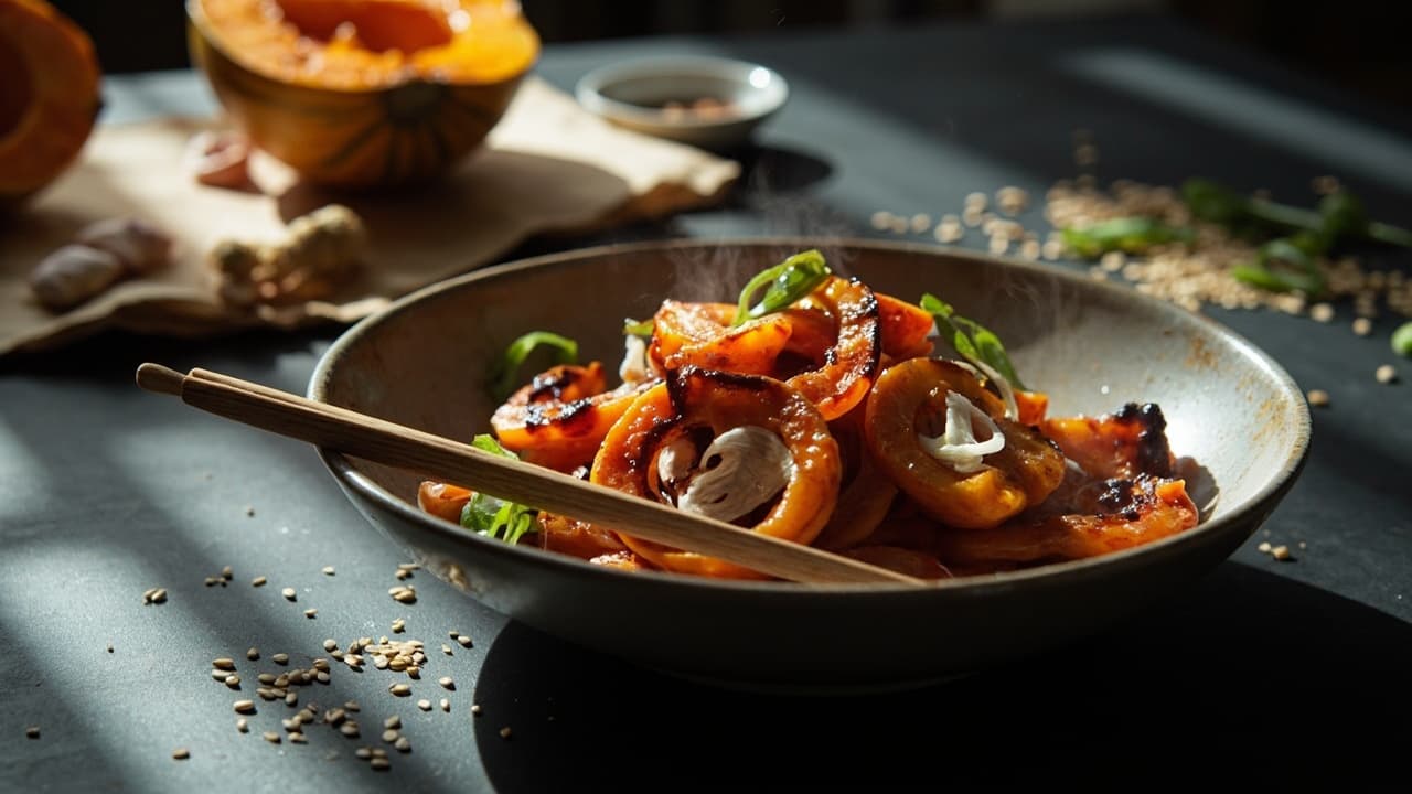 Wok-Charred Butternut Squash Coins with Smoked Paprika & Sesame