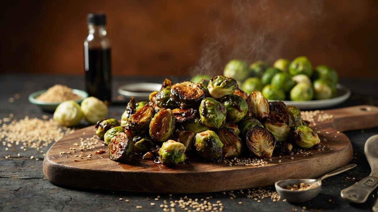 Wood-Fire Brussels Sprouts with Balsamic Glaze and Sesame-Seed