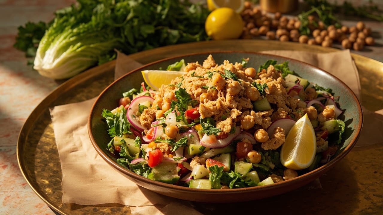 Za'atar and Herb Fattoush with Crispy Chickpeas
