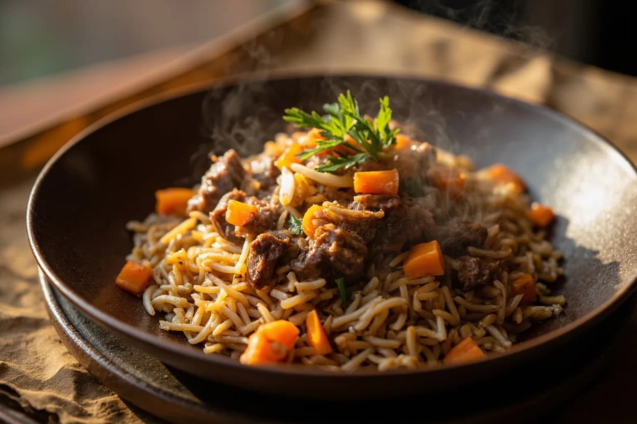 Mongolian Mutton Rice (Budaatai Khuurga)