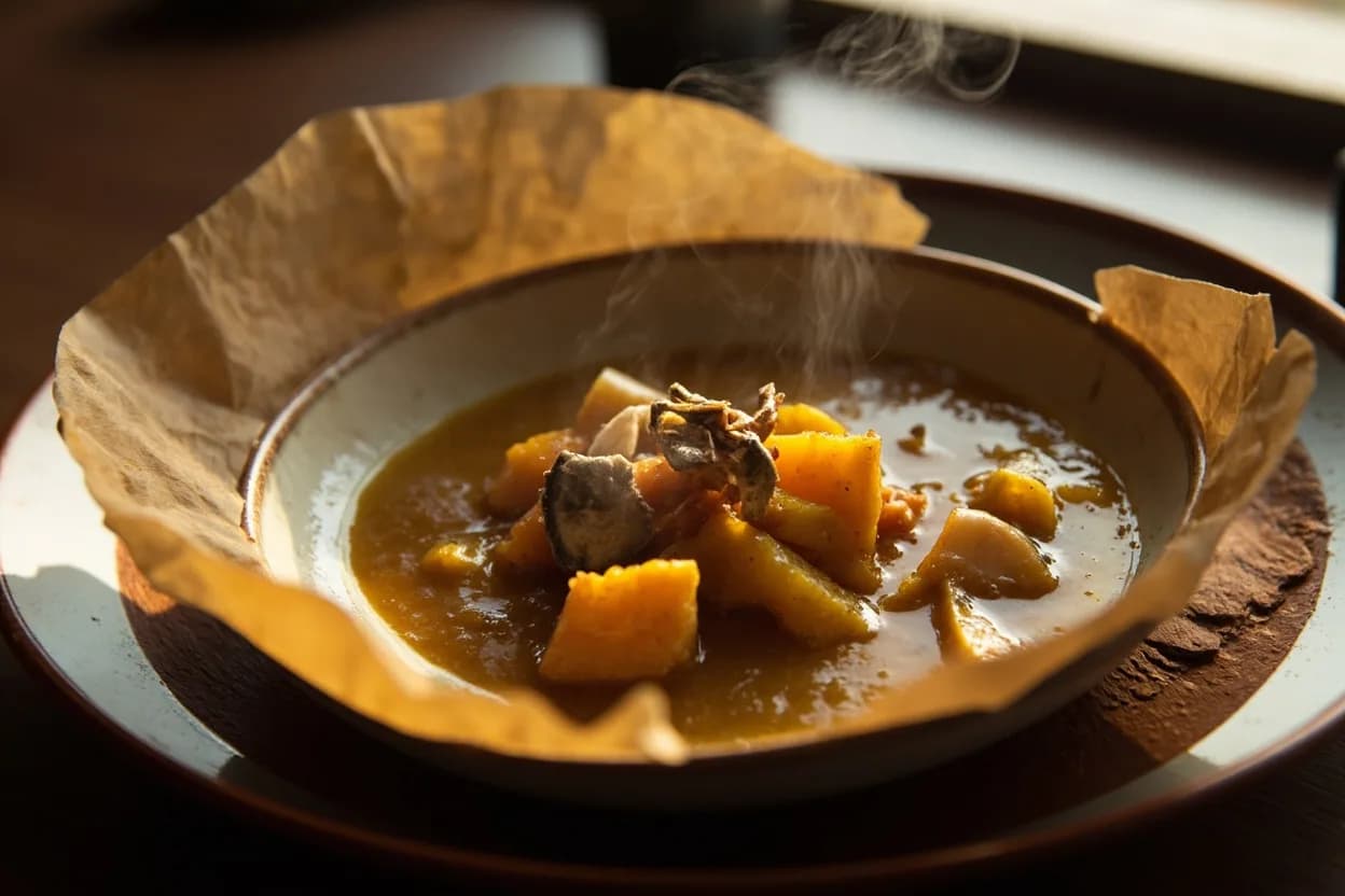 Plantain in Palm Nut Sauce