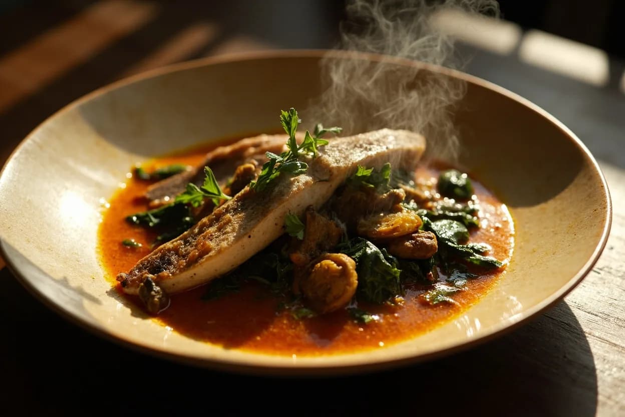 Smoked Catfish with Greens