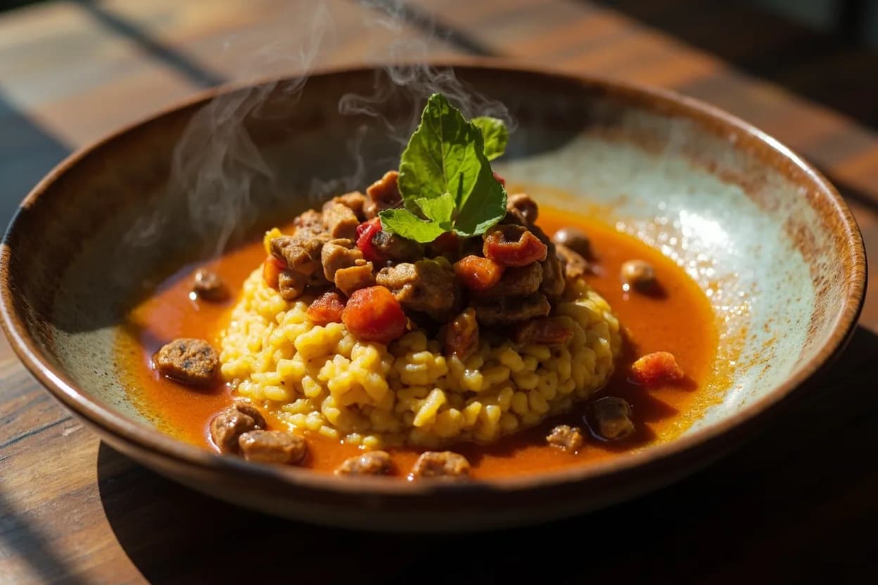 Stywe Pap with Chakalaka-style Sauce