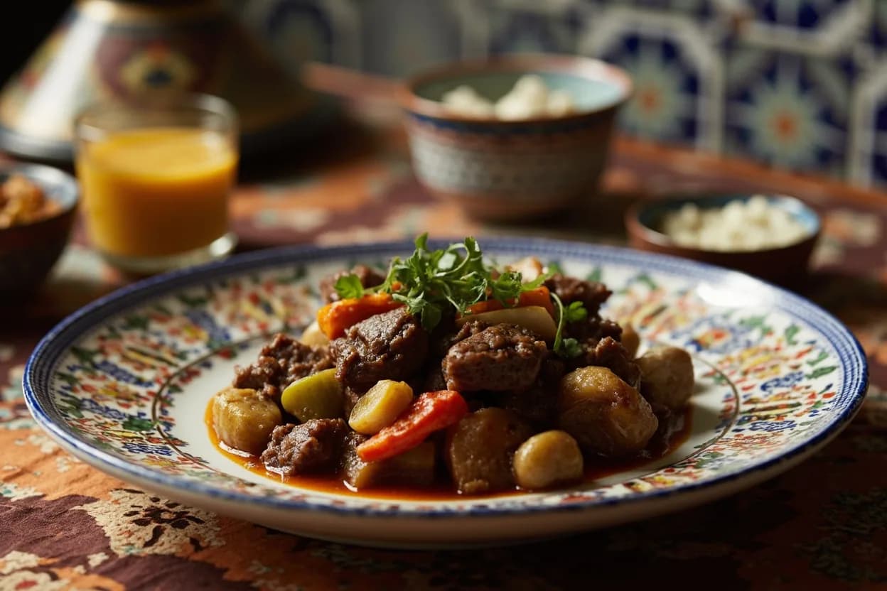 Berber tagine (lamb, root vegetables, no preserved lemon) — a signature plate from Amazigh (Berber) cuisine, prepared in the regional style.