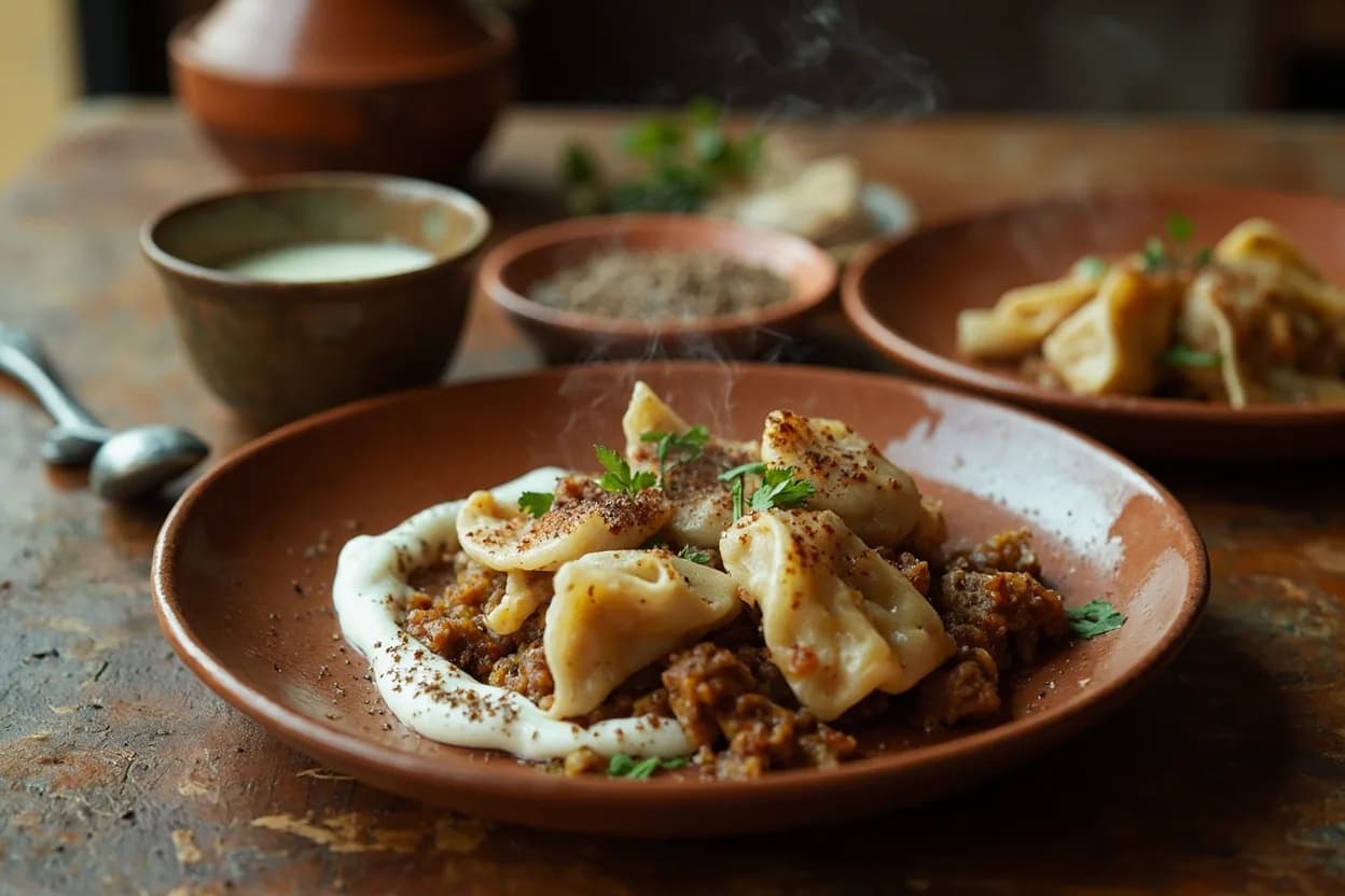 manti (tiny meat dumplings served with yogurt and sumac) — a signature plate from Armenian (Diaspora & Homeland) cuisine, prepared in the regional style.