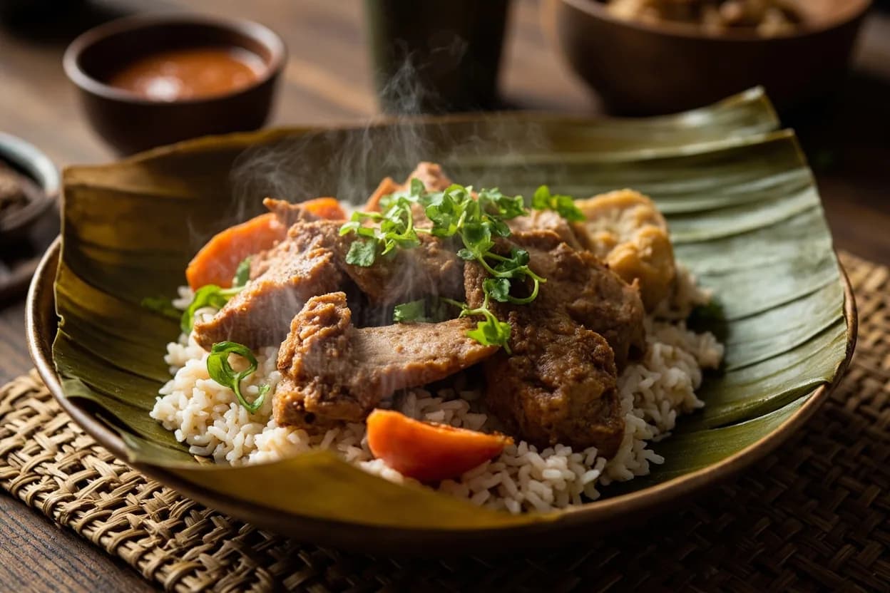 bai sach chrouk (pork and rice breakfast — grilled pork over broken rice) — a signature plate from Cambodian (Khmer) cuisine, prepared in the regional style.