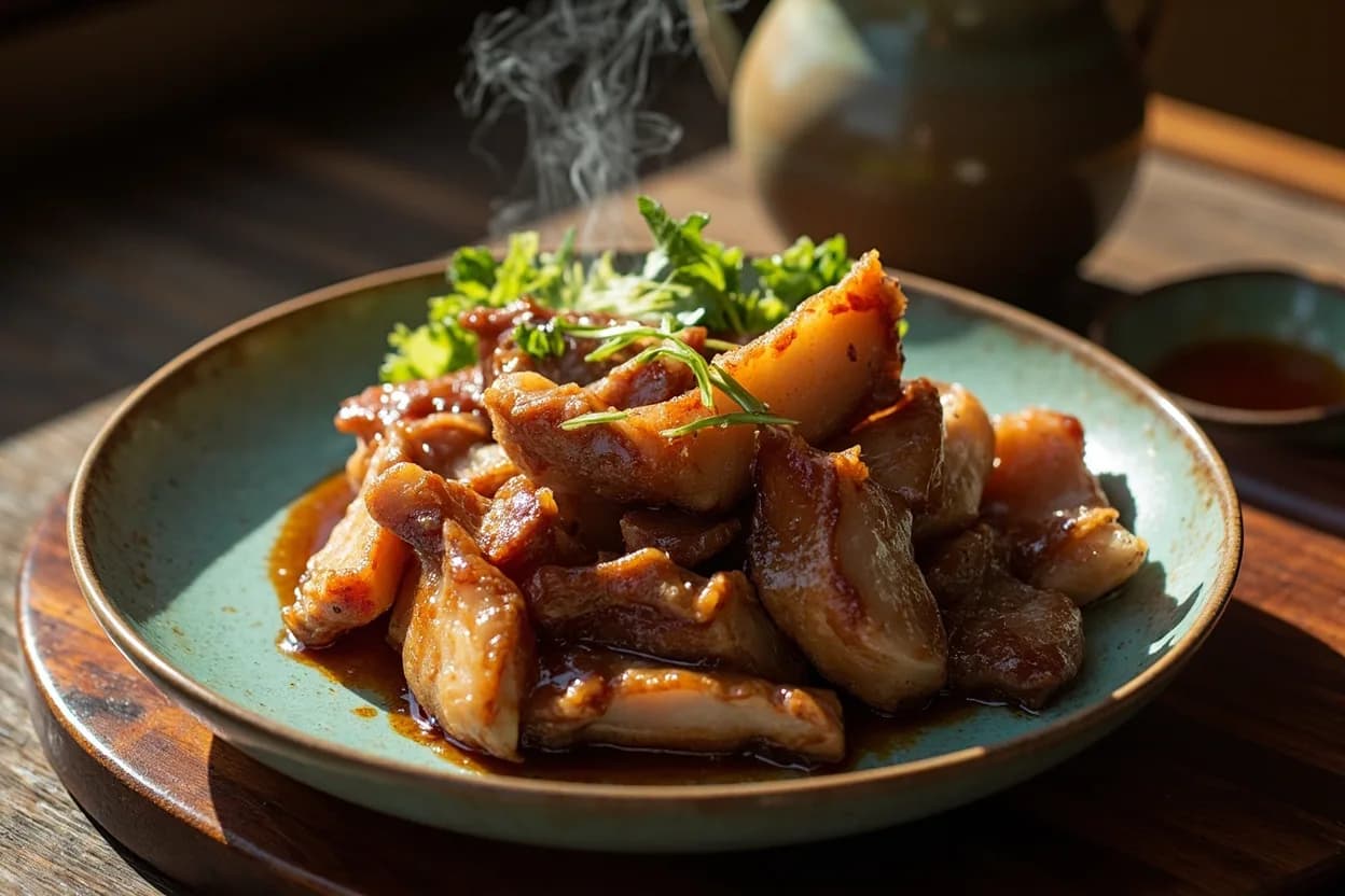 siu yuk (燒肉) — crispy roast pork belly — a signature plate from Cantonese Roast Meat (Siu Mei) cuisine, prepared in the regional style.