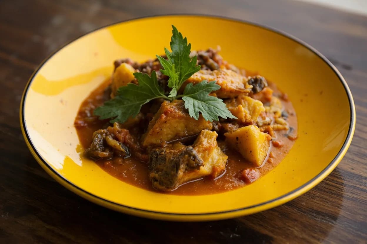 Trinidadian saltfish buljol — a signature plate from Caribbean Escovitch & Saltfish Tradition cuisine, prepared in the regional style.