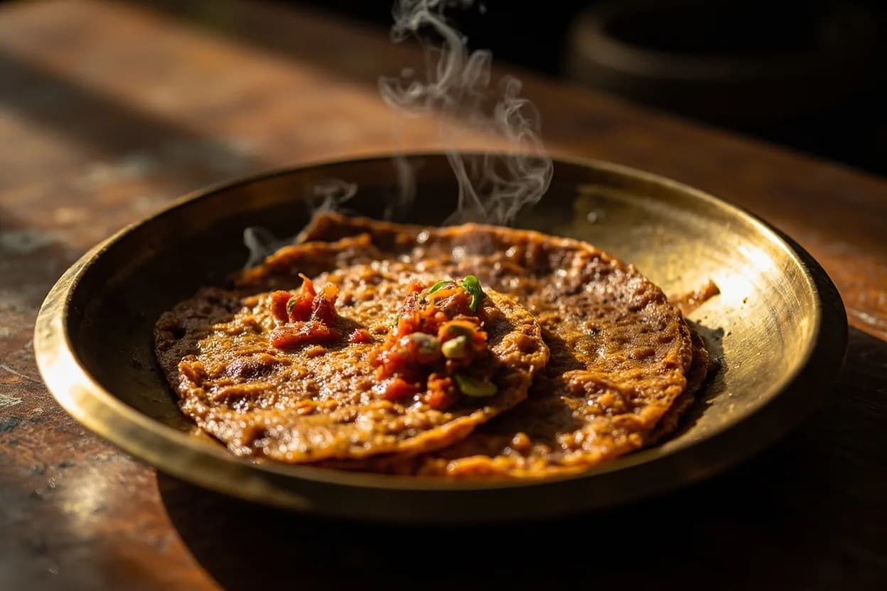 akki rotti (red rice flatbread) — a signature plate from Coorg (Kodava) cuisine, prepared in the regional style.