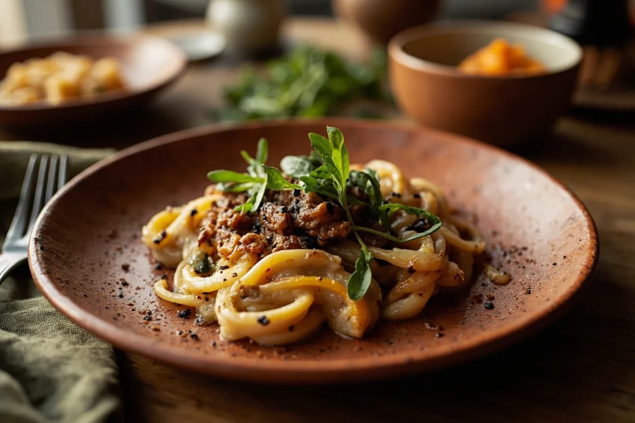 afelia — a signature plate from Cypriot cuisine, prepared in the regional style.