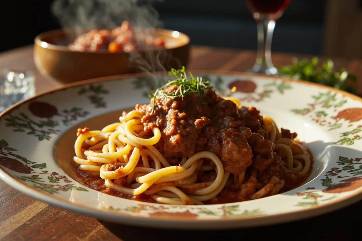 Tagliatelle al ragù bolognese — a signature plate from Emilian (Emilia-Romagna) cuisine, prepared in the regional style.