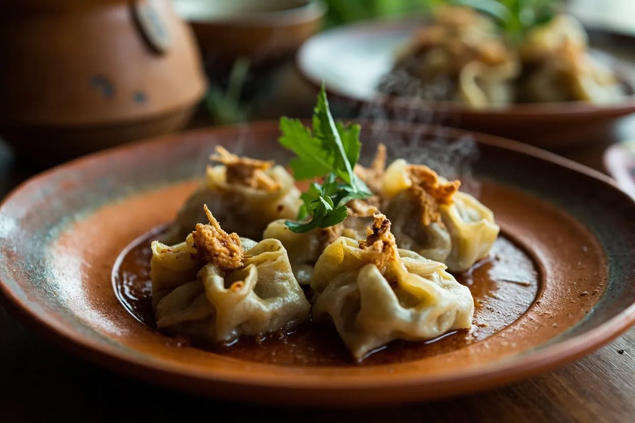 khinkali (soup dumplings) — a signature plate from Georgian (Caucasus) cuisine, prepared in the regional style.