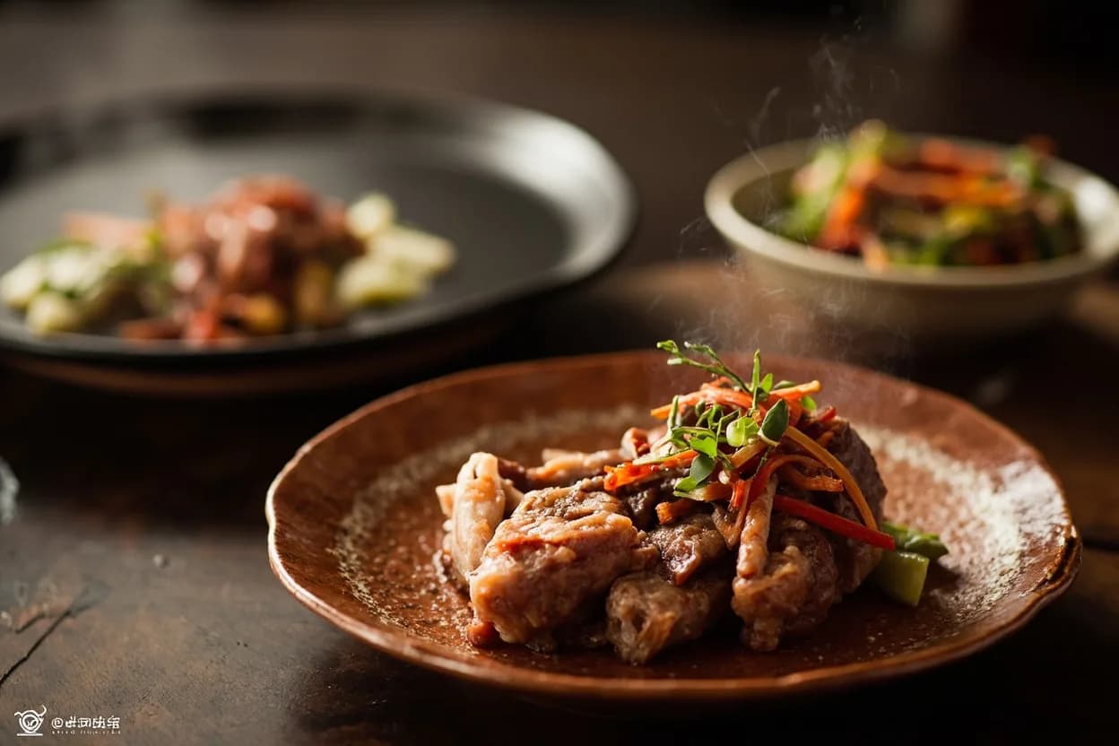 Huajiang gouna (dog meat with fermented condiments — a Miao specialty) — a signature plate from Guizhou (Qian Cuisine) cuisine, prepared in the regional style.
