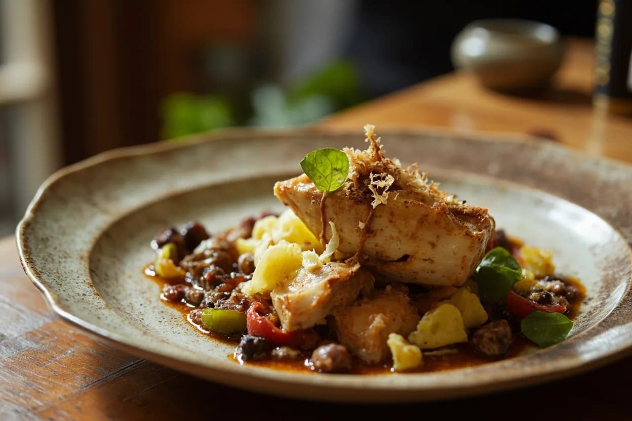 Poularde en Demi-Deuil — a signature plate from Haute Cuisine cuisine, prepared in the regional style.