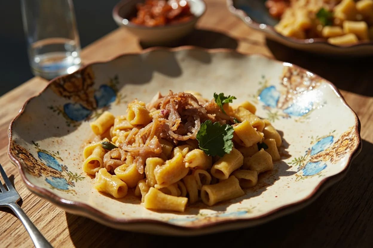 Pljukanci s pancetom (hand-rolled pasta with pancetta) — a signature plate from Istrian cuisine, prepared in the regional style.