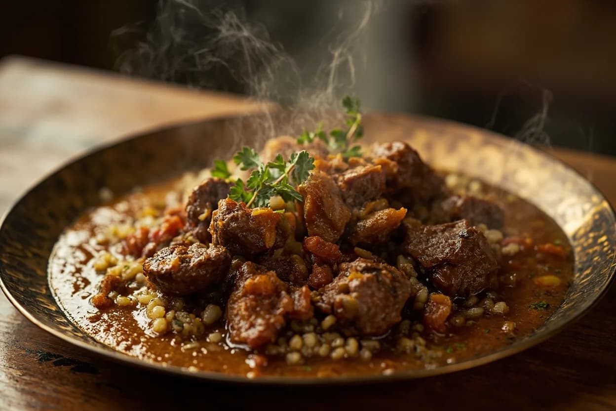 Kofte (spiced lamb and bulgur meatballs, grilled or in broth) — a signature plate from Kurdish (Kurmanci Kitchen) cuisine, prepared in the regional style.