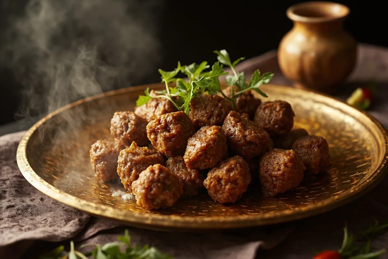 kibbeh nayeh — a signature plate from Levantine (Bilad al-Sham) cuisine, prepared in the regional style.