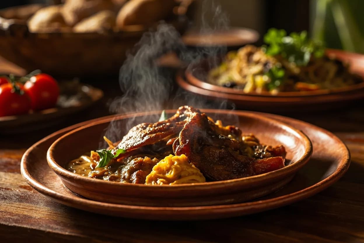 kitoza (smoked dried zebu strips) — a signature plate from Malagasy cuisine, prepared in the regional style.