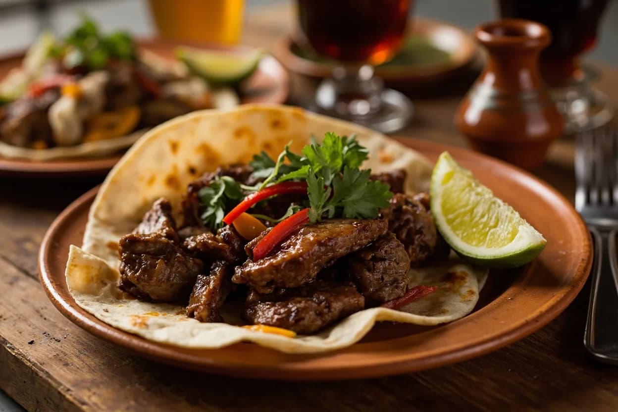 fajitas (skirt steak grilled and served in flour tortillas, popularized nationally from San Antonio, 1980s) — a signature plate from Mexican-American Border (Tex-Mex) cuisine, prepared in the regional style.