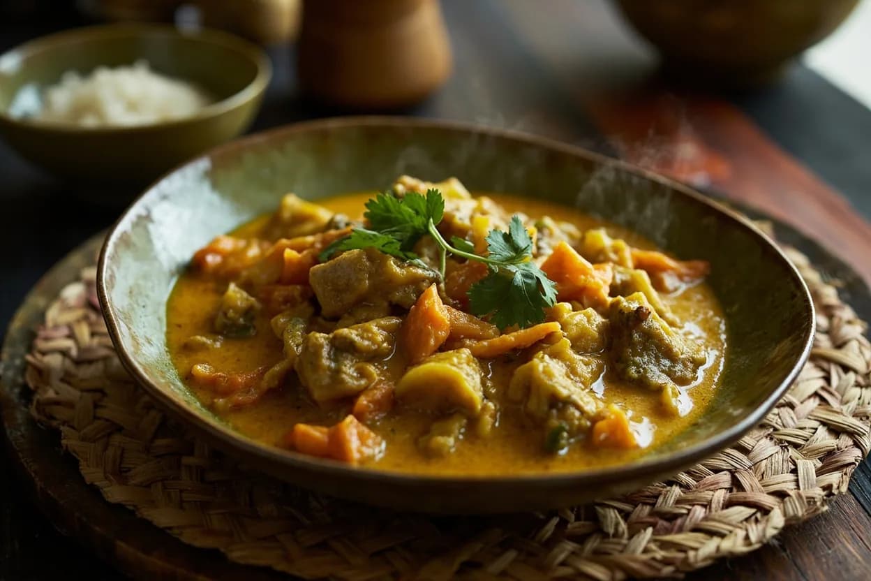 Gulai cubadak (green jackfruit curry) — a signature plate from Minangkabau (Padang) cuisine, prepared in the regional style.