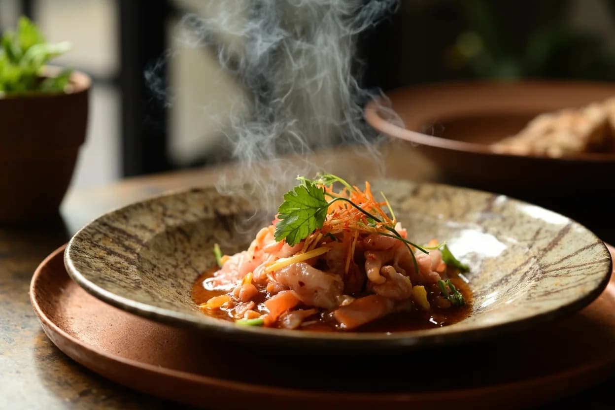 ceviche nikkei — a signature plate from Nikkei (Peruvian-Japanese) cuisine, prepared in the regional style.