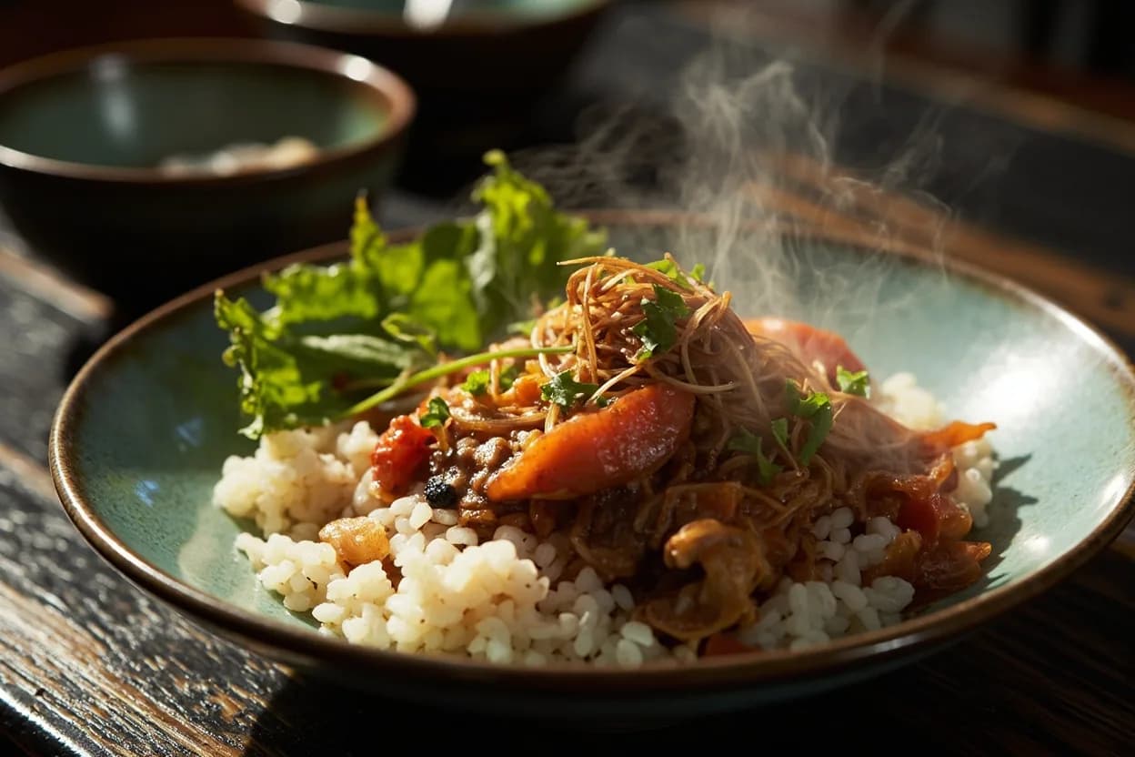 kuidaore donburi (house rice-bowl, varies by season and chef) — a signature plate from Osaka Kappo cuisine, prepared in the regional style.