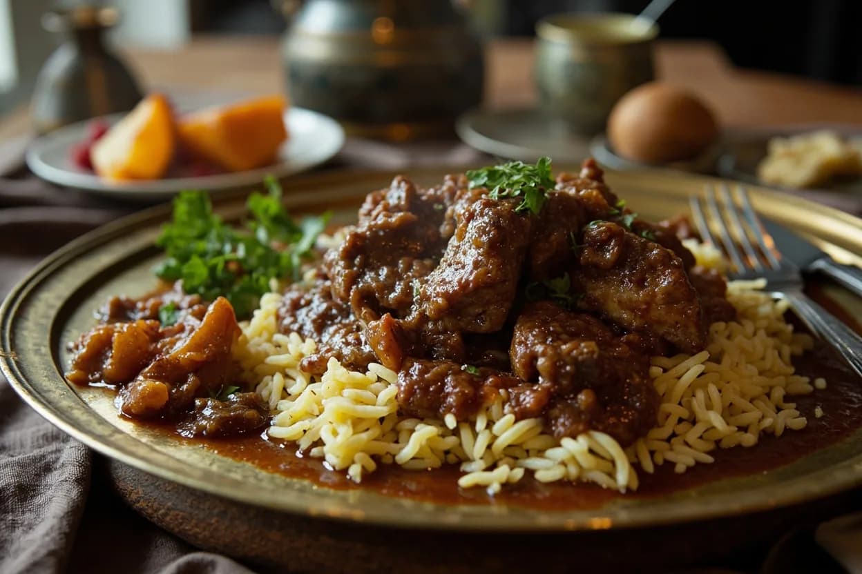 mansaf (lamb in jameed sauce over rice — shared with Jordan) — a signature plate from Palestinian cuisine, prepared in the regional style.