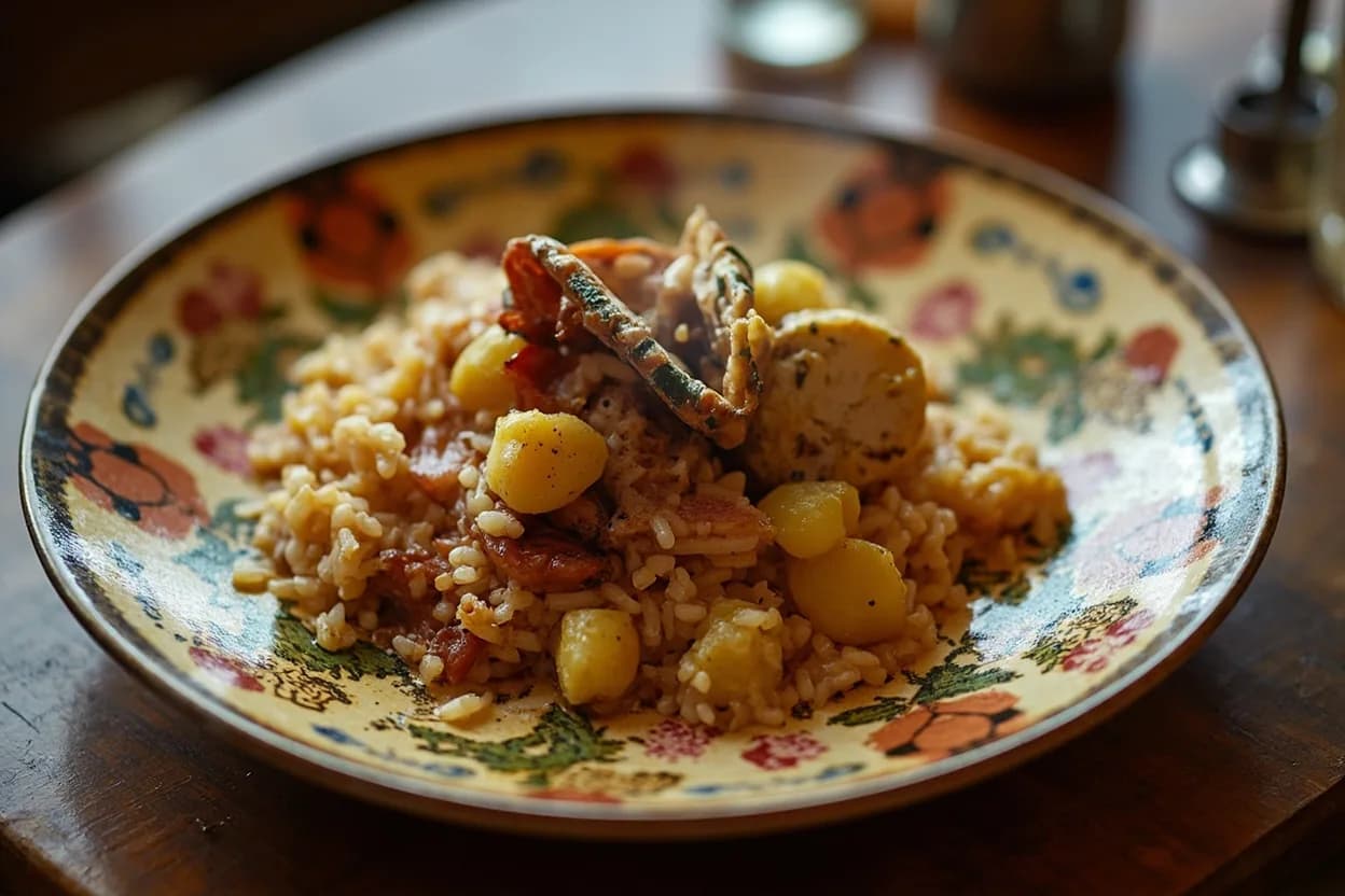 Tiella barese (riso, patate e cozze) — a signature plate from Pugliese cuisine, prepared in the regional style.