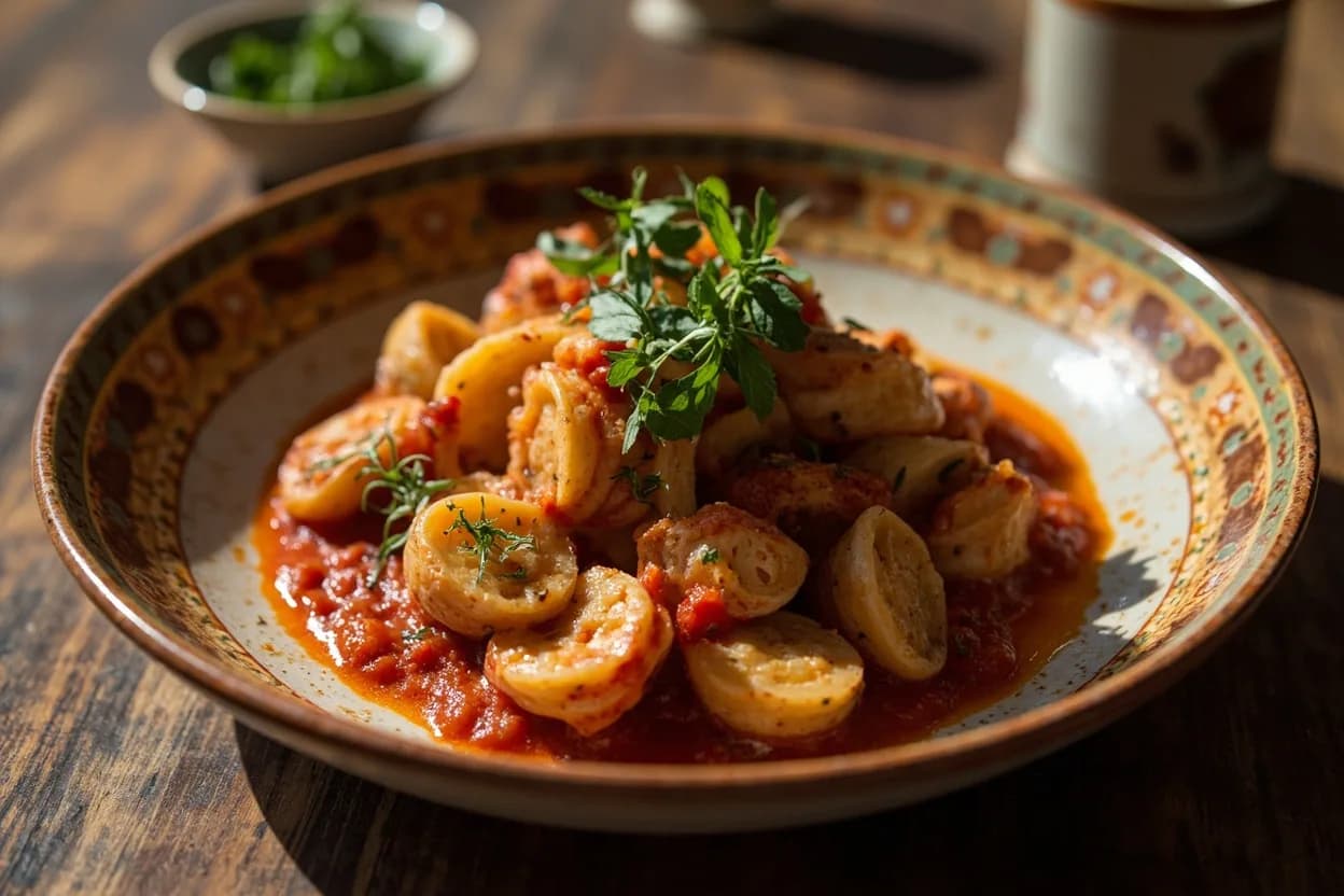 Culurgiones al pomodoro — a signature plate from Sardinian cuisine, prepared in the regional style.
