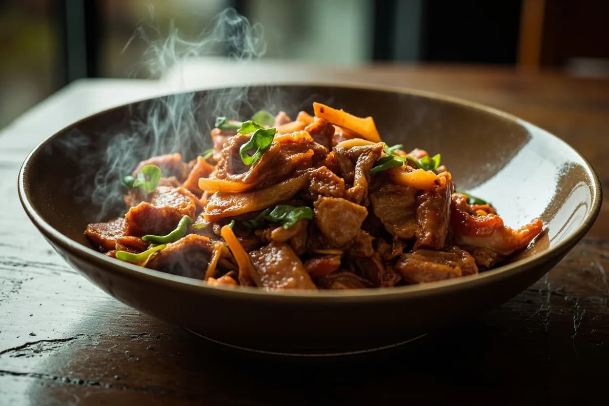 twice-cooked pork (回鍋肉) — a signature plate from Sichuan (Chuancai) cuisine, prepared in the regional style.
