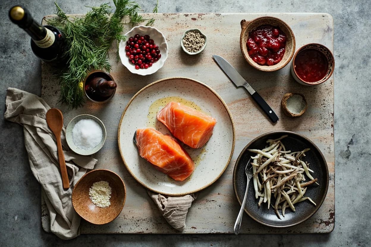 Mise en place for Swedish: the staple ingredients and key tools of the tradition laid out on the cook's board.