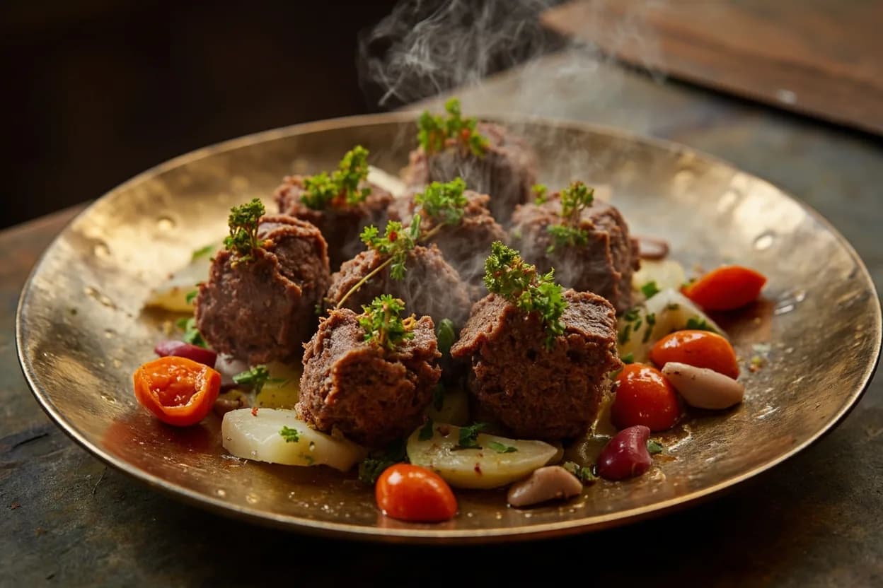 kibbeh tartah (raw lamb kibbeh, Aleppo style) — a signature plate from Syrian cuisine, prepared in the regional style.