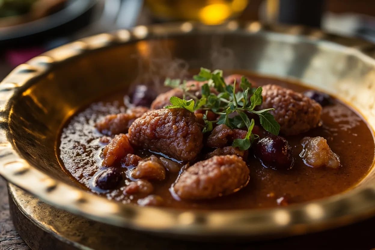 kubba hamda (sour cherry kibbeh soup, Damascene) — a signature plate from Syrian cuisine, prepared in the regional style.