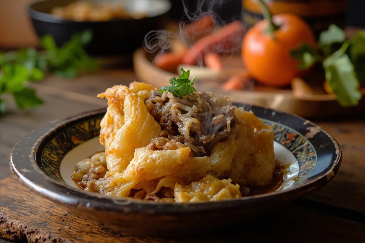 samsa (baked flaky pastry filled with lamb and onion) — a signature plate from Uzbek (Central Asian Plov Tradition) cuisine, prepared in the regional style.