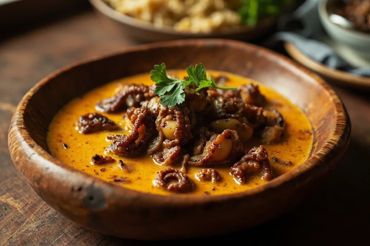 Pweza wa nazi (octopus in coconut curry) — a signature plate from Zanzibar Swahili cuisine, prepared in the regional style.