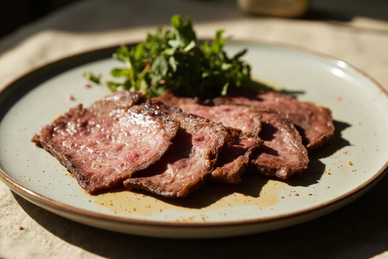 Chadolbaegi (Paper-Thin Beef Brisket Slice) prepared the canonical way — Chadolbaegi gui (Korean table-grill brisket). Ensure the grill or pan is extremely hot—at least 230°C—before adding slices.
