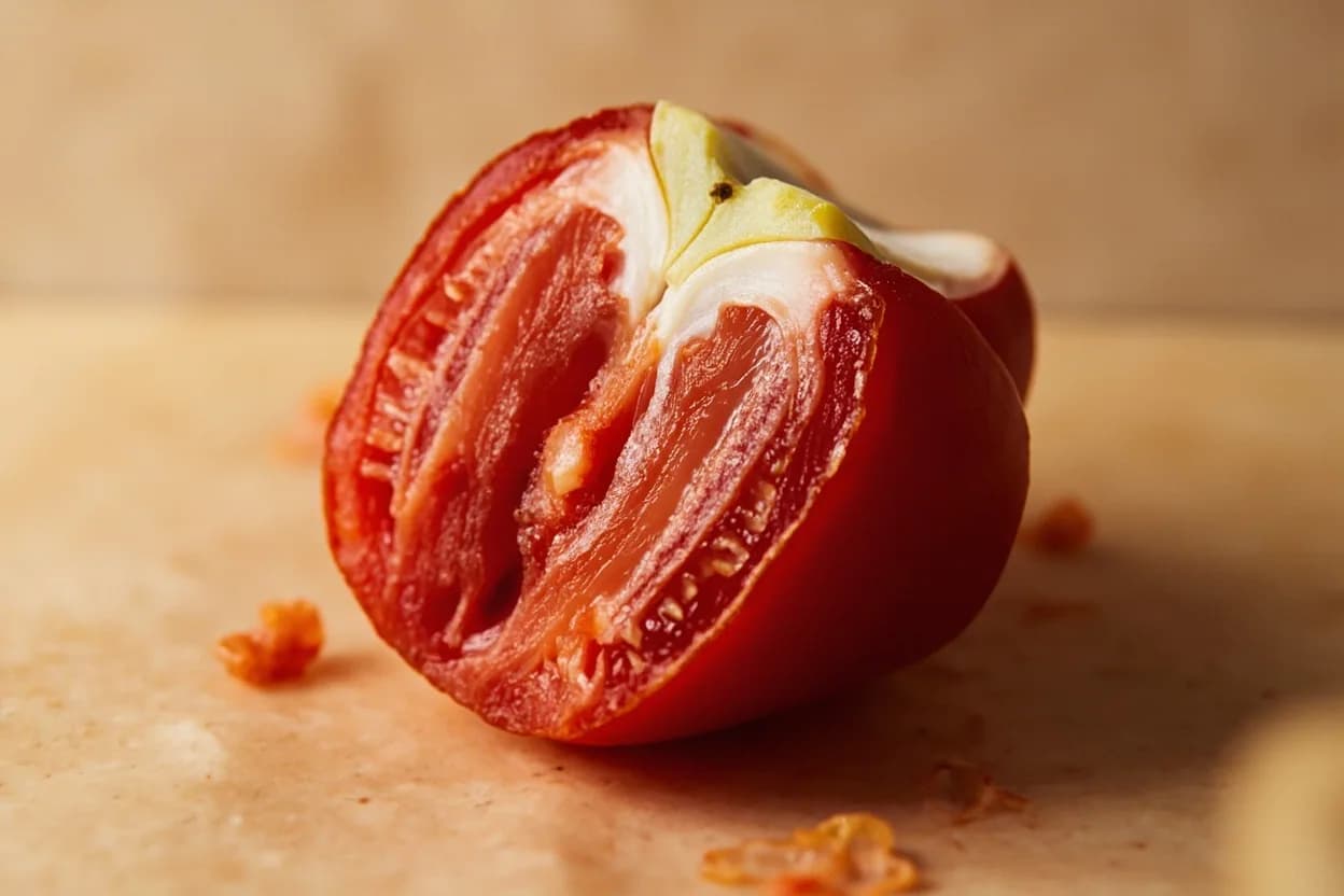 Where the concassé (tomato) lives on the source. Whole ripe tomatoes — the flesh only, after skin and seed cavities have been removed.