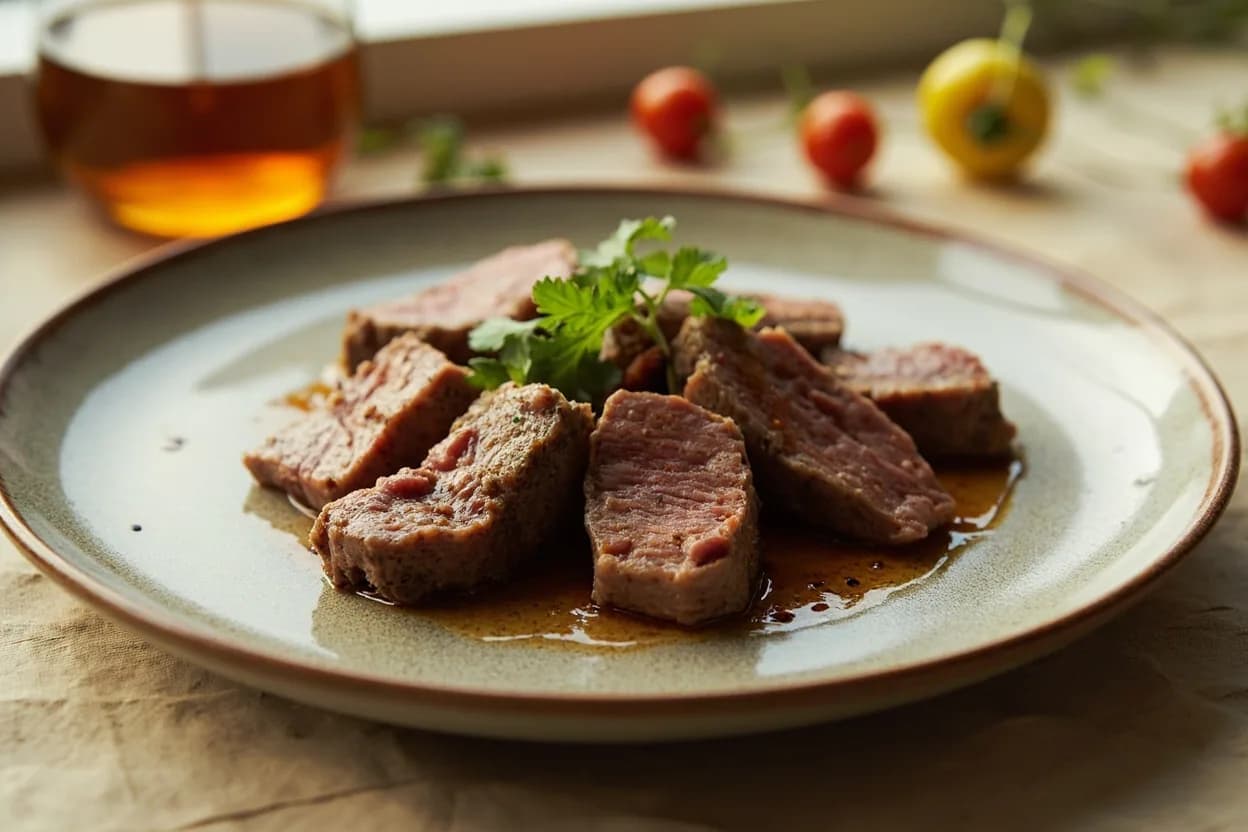 Deungsim (Korean Sirloin Primal) prepared the canonical way — Deungsim gui (Korean table-grill sirloin). For gui steaks (1–1.5 cm thick): bring to room temperature 30 minutes before grilling; cook on a very hot charcoal grill 2–3 minutes per side for medium-rare.