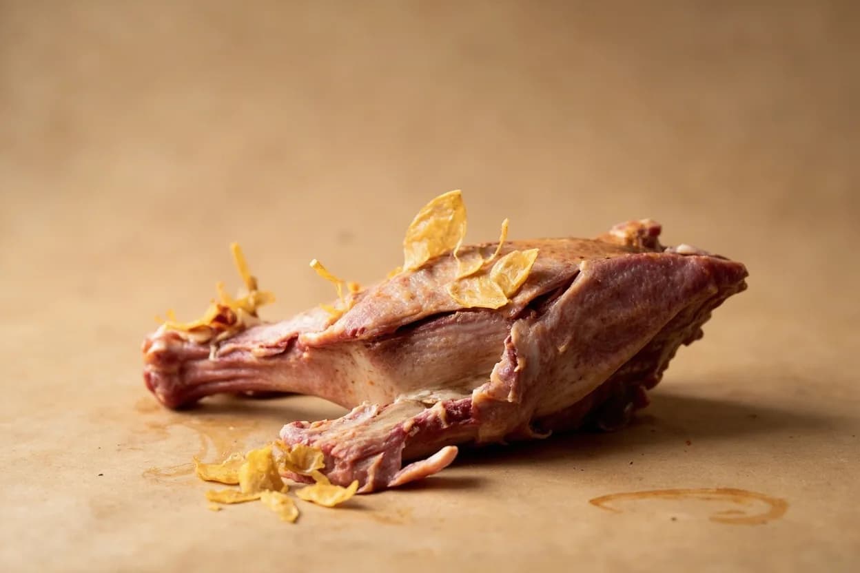 Where the drumstick & thigh separation (tandoor prep) lives on the source. The chicken leg quarter — a single attached unit of thigh (femur + surrounding dark meat) and drumstick (tibia/fibula + calf muscle) separated at the knee joint by locating and cutting through the ca….