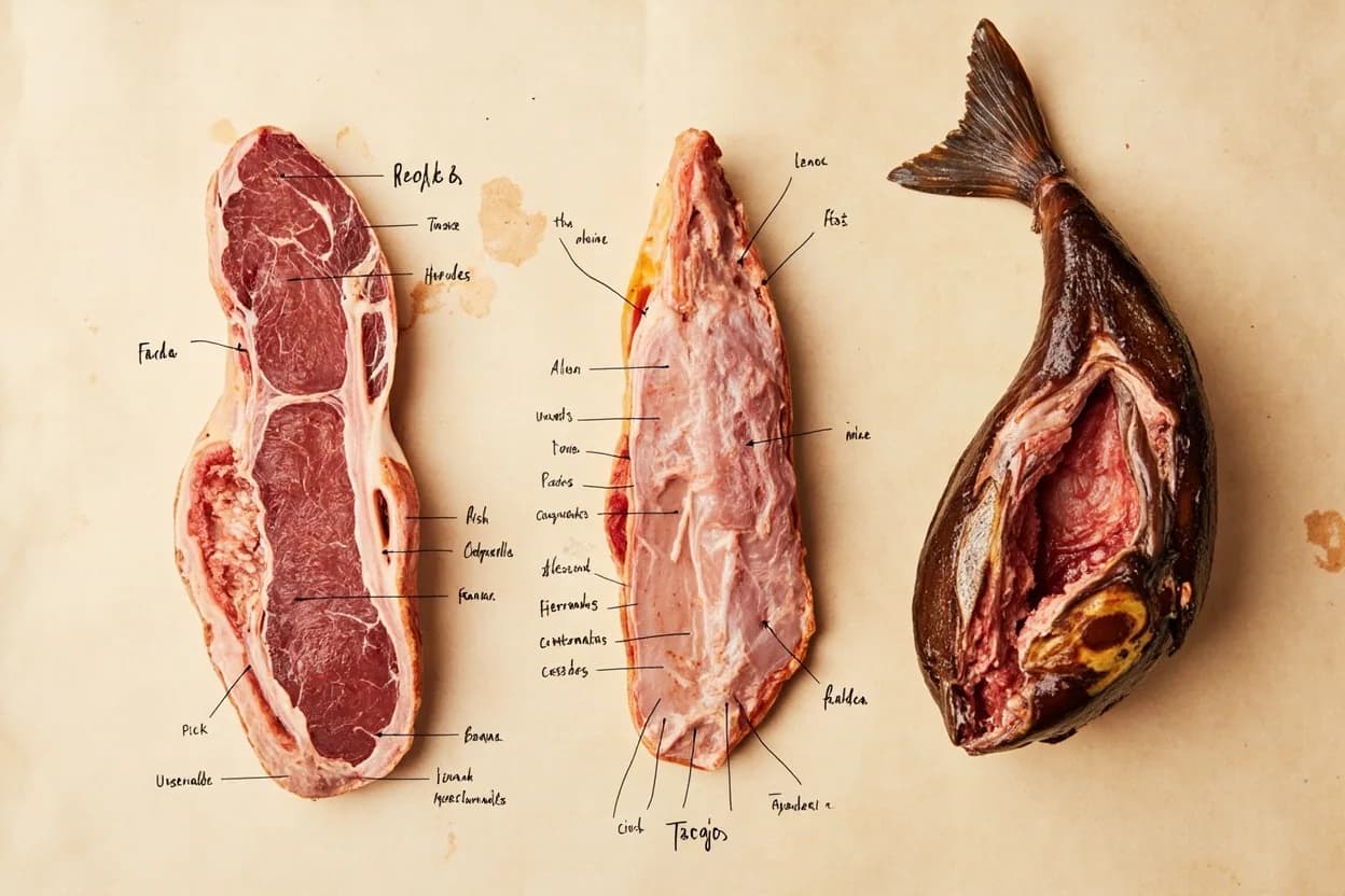 Where the falda vs. arrachera vs. tasajo lives on the source. Falda: lower rib plate and flank, roughly NAMP 193 (flank steak) to 121 (skirt steak) territory.