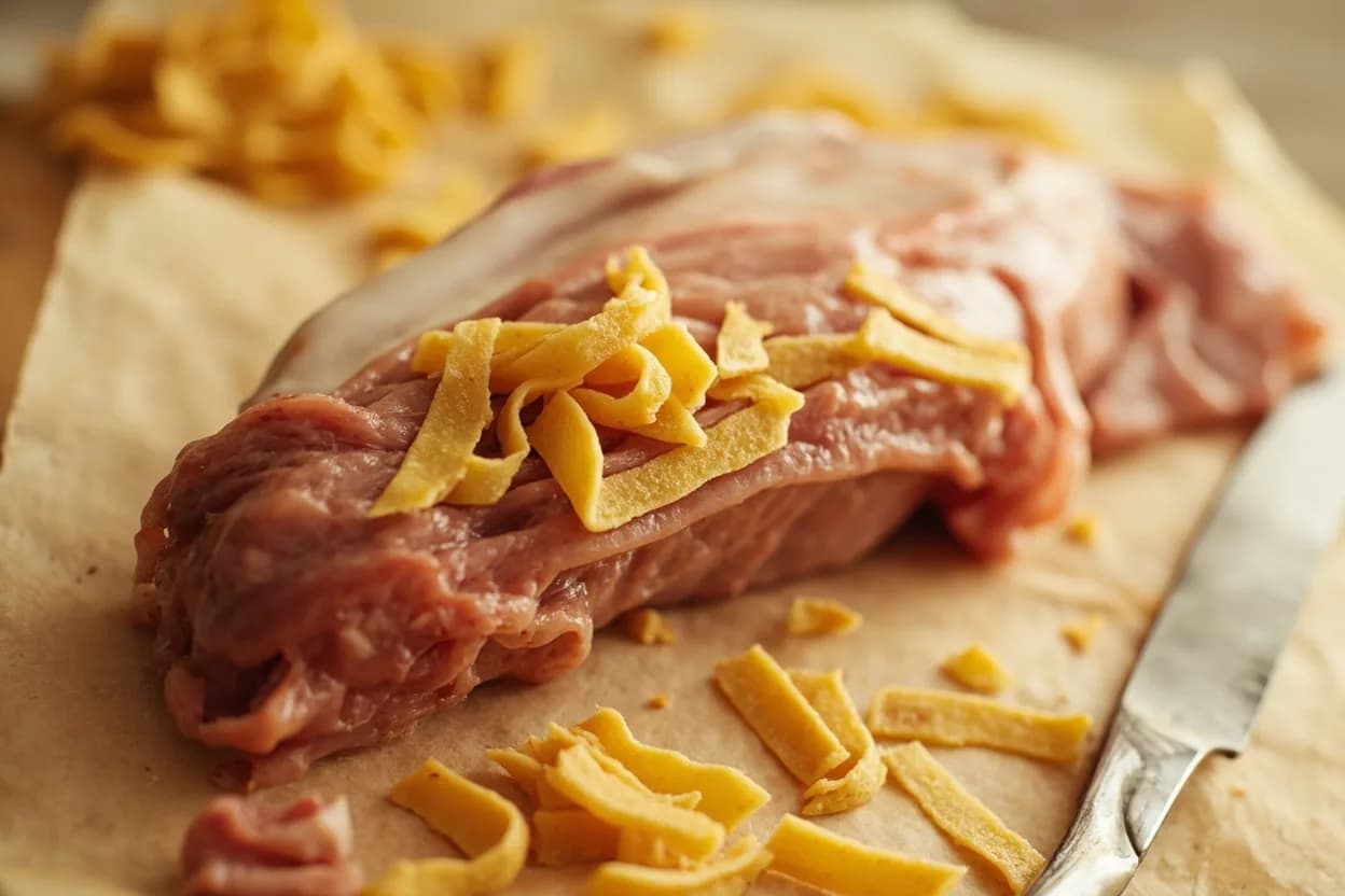 Where the hand-torn pasta (strappare) lives on the source. Applied to a rolled sfoglia (fresh egg-pasta sheet) typically 1.