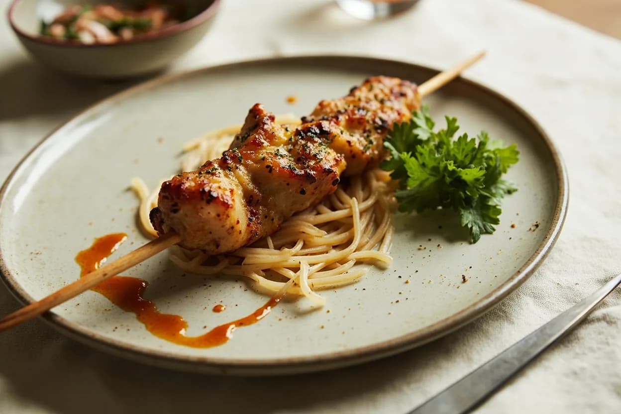 Japanese Honetsuki-Boning (Poultry) prepared the canonical way — Yakitori momoniki. After boning, score the thick thigh muscle once or twice across the grain so the piece lies flat — this is called 'sakudori' flattening.