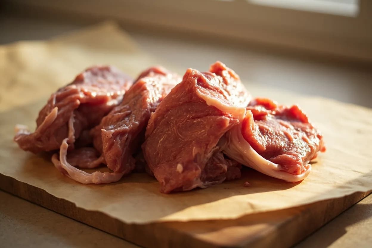 Jardinière in its raw whole-cut form on a butcher's board — Jardinière is a specific size of vegetable batonnet used in classical French cuisine as a plated garnish. Identifying traits: Strict uniform dimensions: 4 mm × 4 mm cross-section, 2 cm length, Each vegetable species cooked separately to control colour and doneness, Finished with a light glaze of butter and a pinch of sugar to produce a sheen without caramelisation.