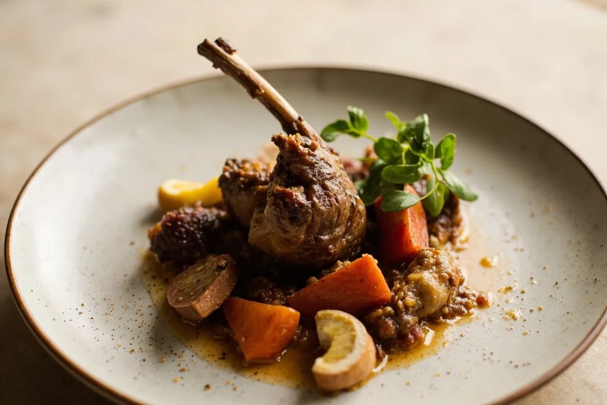 Lamb Neck prepared the canonical way — Persian khoresh-e chaghartme (neck and herb stew). Pat dry and season aggressively with salt at least 30 minutes ahead; neck meat can absorb seasoning deeply.