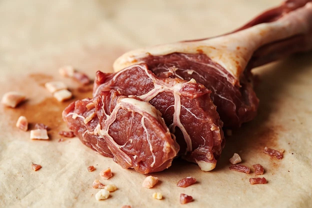 Where the lamb primal cuts lives on the source. Entire lamb carcass post-slaughter, typically a 12–25 kg dressed carcass (lighter milk-fed lambs are 8–12 kg).