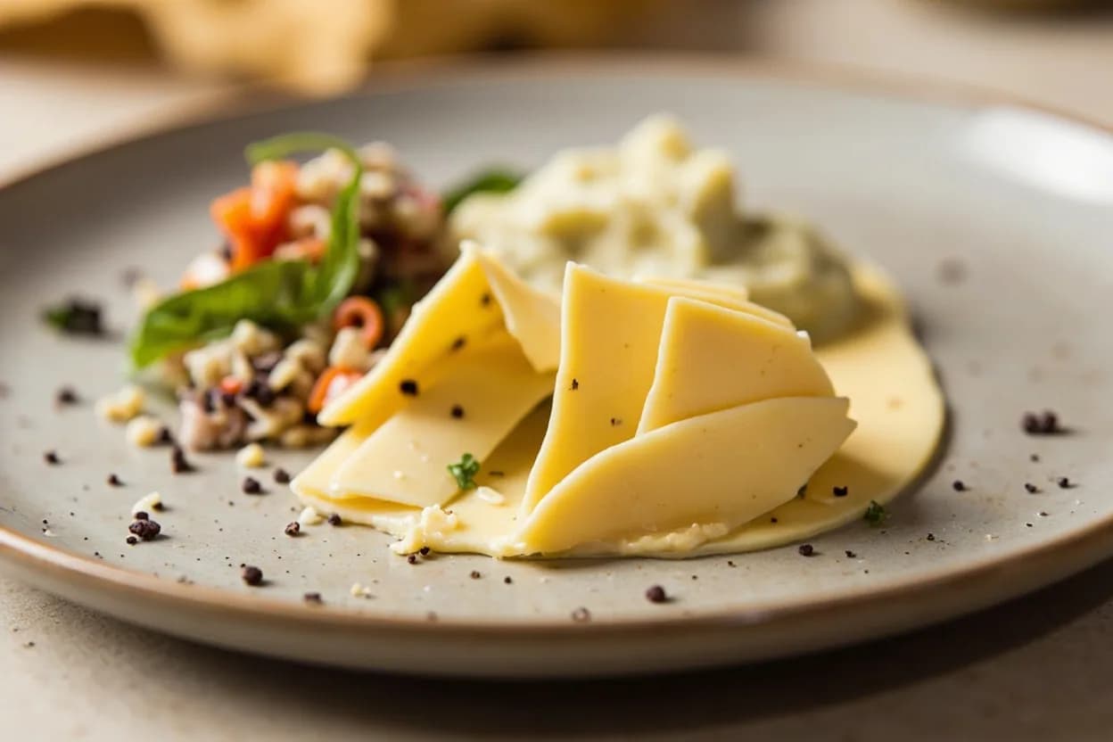 Long-Format Cheese Portioning (Comté & Gruyère) prepared the canonical way — Fondue Savoyarde. Lay the wheel on a clean, stable surface — ideally a wooden board or affineur bench with a non-slip mat
