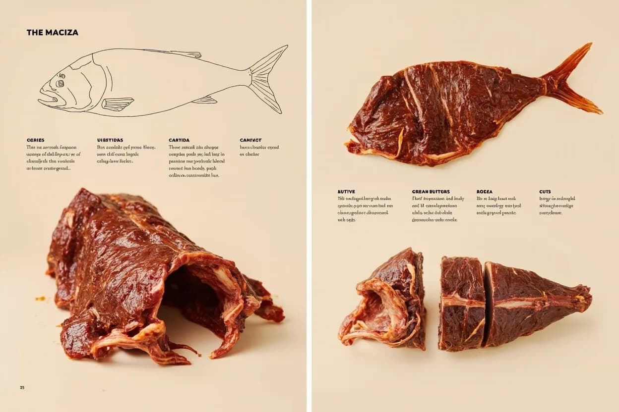 Where the maciza vs. surtida (carnitas cuts) lives on the source. Maciza: primarily pork leg (pierna), pork shoulder/butt (paleta or espadilla), and loin (lomo)—lean, solid muscle groups.