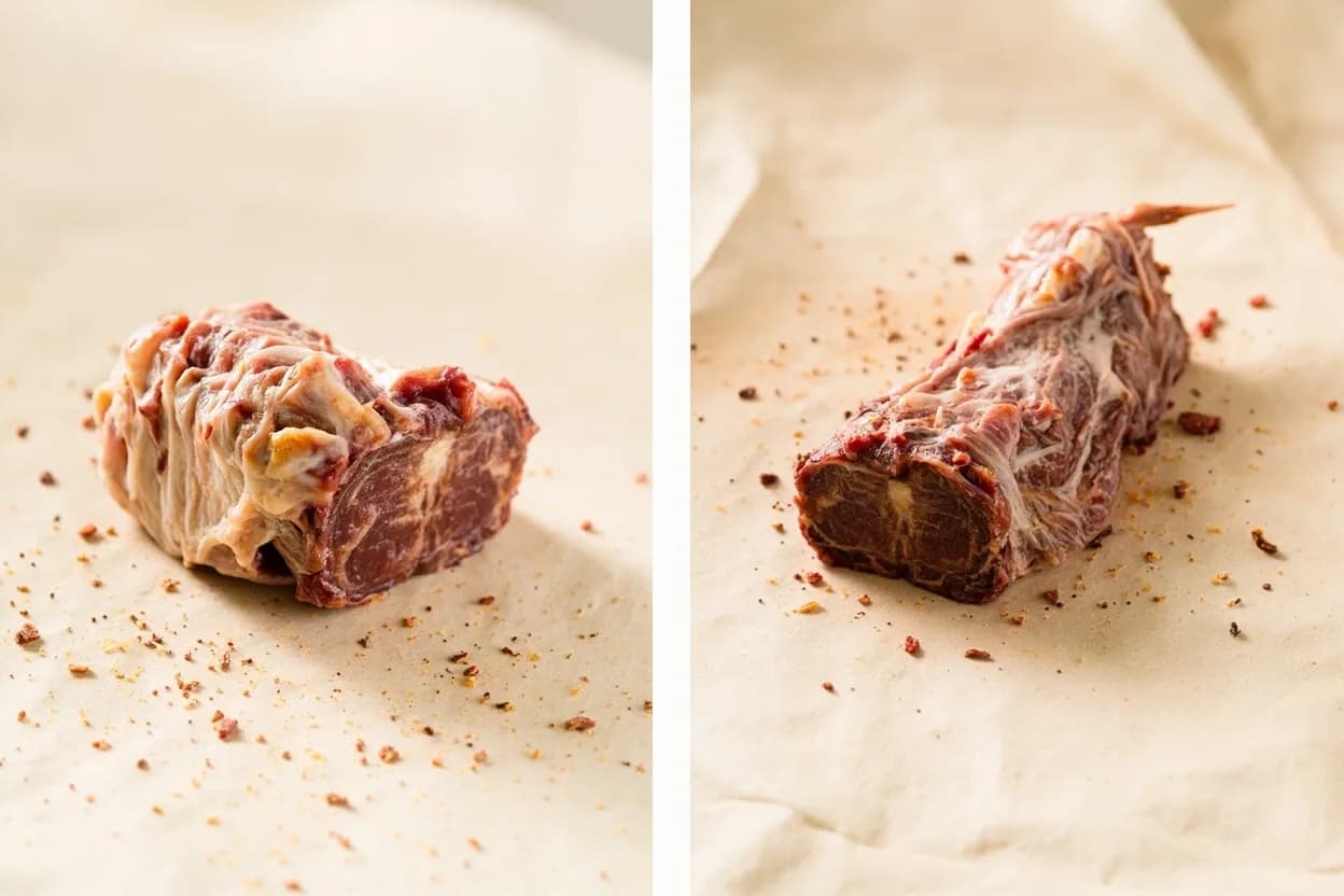 Where the oxtail — cross-cut vs. segment lives on the source. The entire coccygeal (tail) section of the bovine skeleton, from the sacrum to the tip.