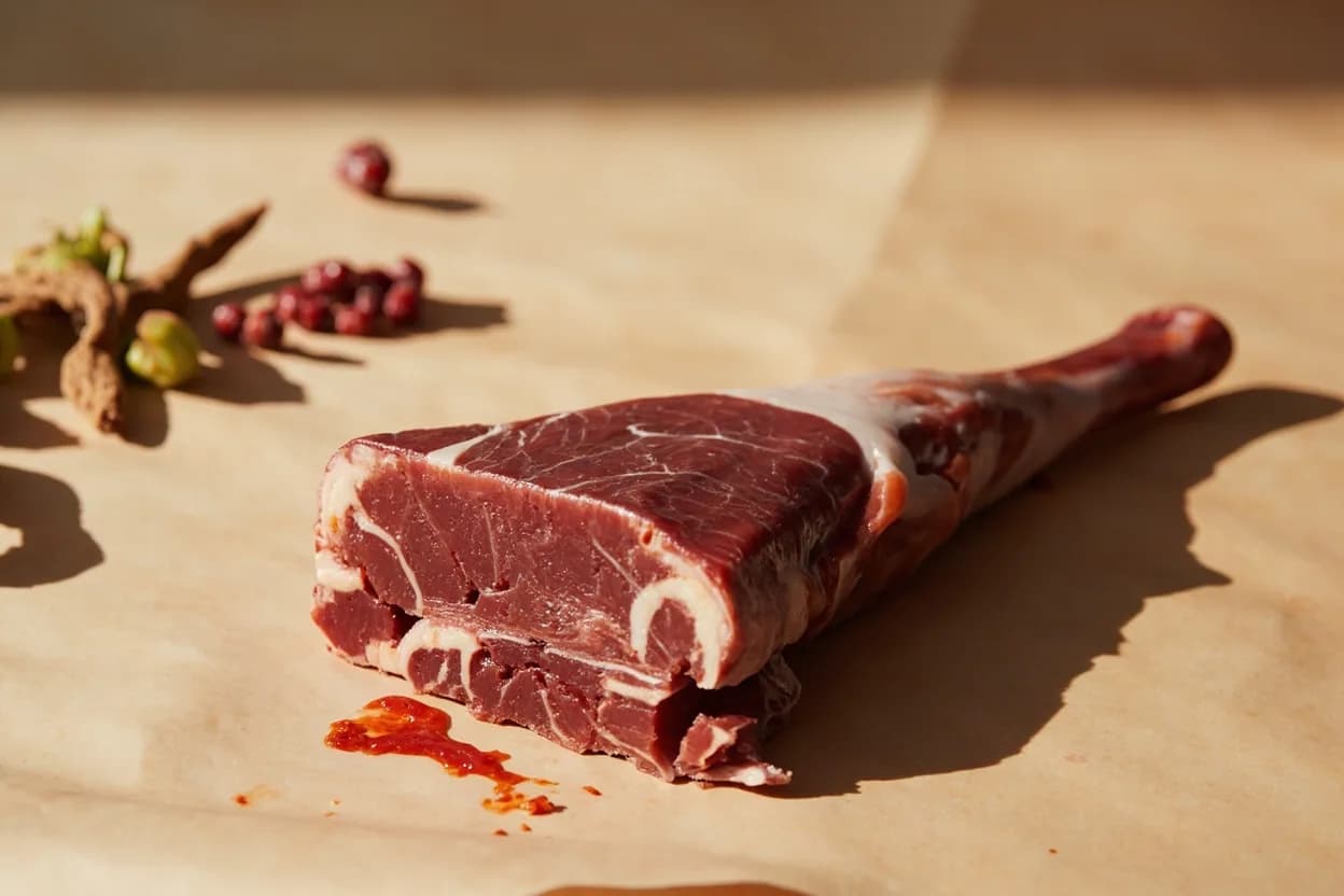 Where the pluma ibérica lives on the source. Posterior tip of the pork loin (lomo), immediately anterior to the hip joint.