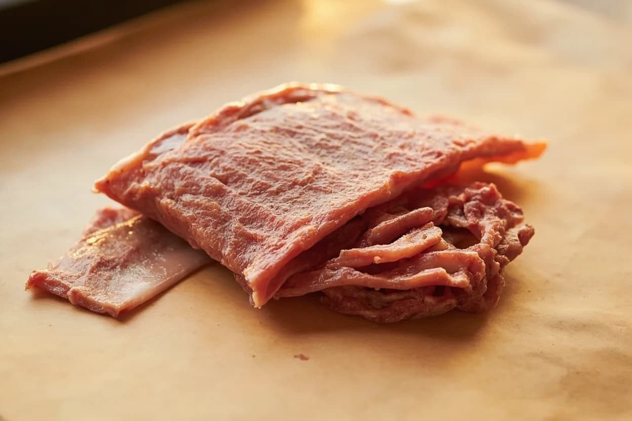 Where the pork belly thin-slice for hot pot lives on the source. The pork belly (wuhua rou / 五花肉 in Mandarin, meaning 'five-flower meat' for its layered appearance) runs from the first rib to the last lumbar vertebra, between the loin above and the skin below.